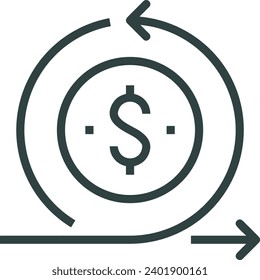 Imagen vectorial del símbolo del dinero. Ilustración de la imagen de diseño de moneda en dólares