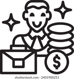 Imagen vectorial del símbolo del dinero. Ilustración de la imagen de diseño de moneda en dólares