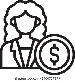 Imagen vectorial del símbolo del dinero. Ilustración de la imagen de diseño de moneda en dólares