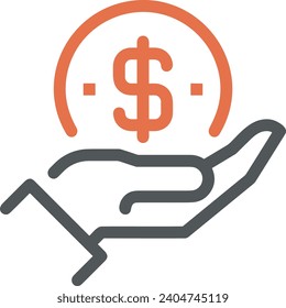 Imagen vectorial del símbolo del dinero. Ilustración de la imagen de diseño de moneda en dólares