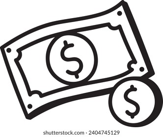 Imagen vectorial del símbolo del dinero. Ilustración de la imagen de diseño de moneda en dólares