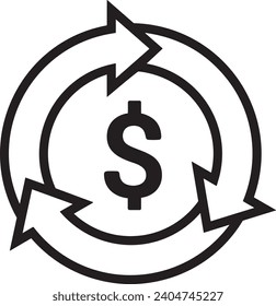 Imagen vectorial del símbolo del dinero. Ilustración de la imagen de diseño de moneda en dólares