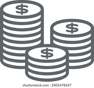 Imagen vectorial del símbolo del dinero. Ilustración de la imagen de diseño de moneda en dólares