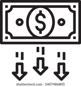 Imagen vectorial del símbolo del dinero. Ilustración de la imagen de diseño de moneda en dólares