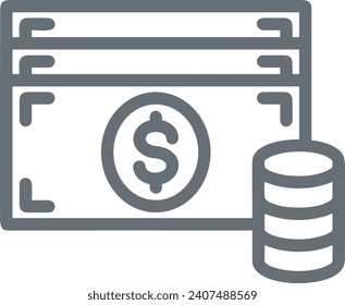 Imagen vectorial del símbolo del dinero. Ilustración de la imagen de diseño de moneda en dólares