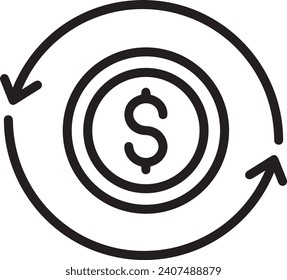 Imagen vectorial del símbolo del dinero. Ilustración de la imagen de diseño de moneda en dólares