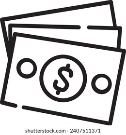 Imagen vectorial del símbolo del dinero. Ilustración de la imagen de diseño de moneda en dólares