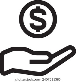 Imagen vectorial del símbolo del dinero. Ilustración de la imagen de diseño de moneda en dólares