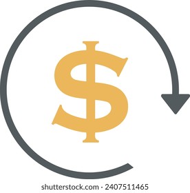 Imagen vectorial del símbolo del dinero. Ilustración de la imagen de diseño de moneda en dólares