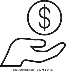 Imagen vectorial del símbolo del dinero. Ilustración de la imagen de diseño de moneda en dólares