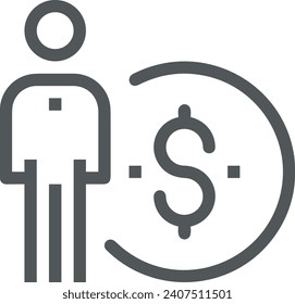 Imagen vectorial del símbolo del dinero. Ilustración de la imagen de diseño de moneda en dólares
