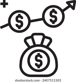 Imagen vectorial del símbolo del dinero. Ilustración de la imagen de diseño de moneda en dólares