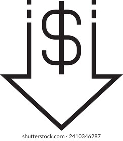 Imagen vectorial del símbolo del dinero. Ilustración de la imagen de diseño de moneda en dólares