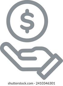 Imagen vectorial del símbolo del dinero. Ilustración de la imagen de diseño de moneda en dólares