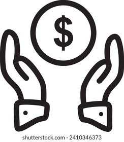 Imagen vectorial del símbolo del dinero. Ilustración de la imagen de diseño de moneda en dólares