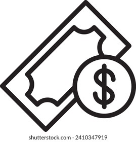 Imagen vectorial del símbolo del dinero. Ilustración de la imagen de diseño de moneda en dólares