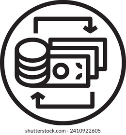 Imagen vectorial del símbolo del dinero. Ilustración de la imagen de diseño de moneda en dólares