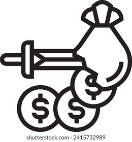 Imagen vectorial del símbolo del dinero. Ilustración de la imagen de diseño de moneda
