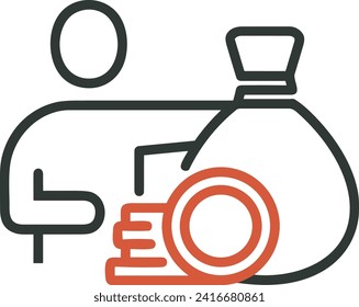 Imagen vectorial del símbolo del dinero. Ilustración de la imagen de diseño de moneda