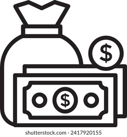 Imagen vectorial del símbolo del dinero. Ilustración de la imagen de diseño de moneda