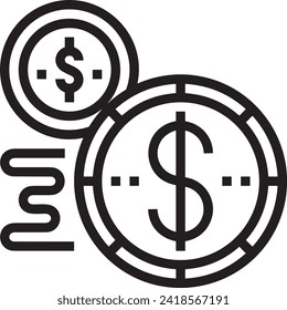 Imagen vectorial del símbolo del dinero. Ilustración de la imagen de diseño de moneda