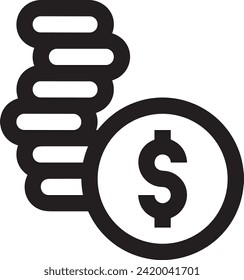 Imagen vectorial del símbolo del dinero. Ilustración de la imagen de diseño de moneda