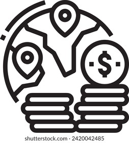 Imagen vectorial del símbolo del dinero. Ilustración de la imagen de diseño de moneda