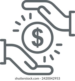 Imagen vectorial del símbolo del dinero. Ilustración de la imagen de diseño de moneda
