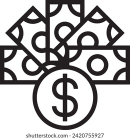 Imagen vectorial del símbolo del dinero. Ilustración de la imagen de diseño de moneda