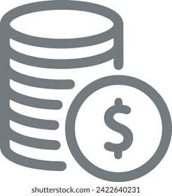 Imagen vectorial del símbolo del dinero. Ilustración de la imagen de diseño de moneda