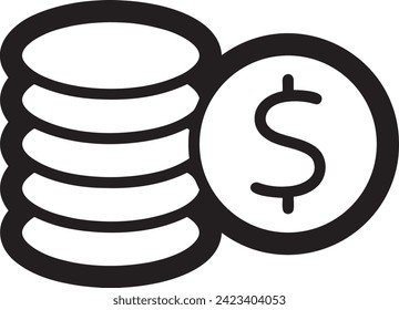 Imagen vectorial del símbolo del dinero. Ilustración de la imagen de diseño de moneda