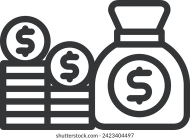 Imagen vectorial del símbolo del dinero. Ilustración de la imagen de diseño de moneda