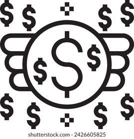 Imagen vectorial del símbolo del icono del dinero. Ilustración de la imagen de diseño de moneda