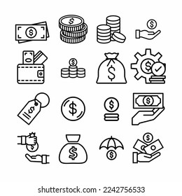 Plantilla de icono de dinero. Ilustración vectorial de material.