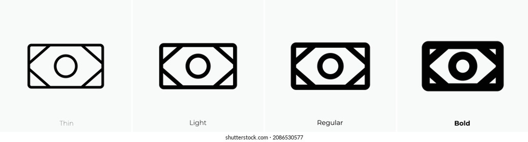 money icon. Thin, Light Regular And Bold style design isolated on white background