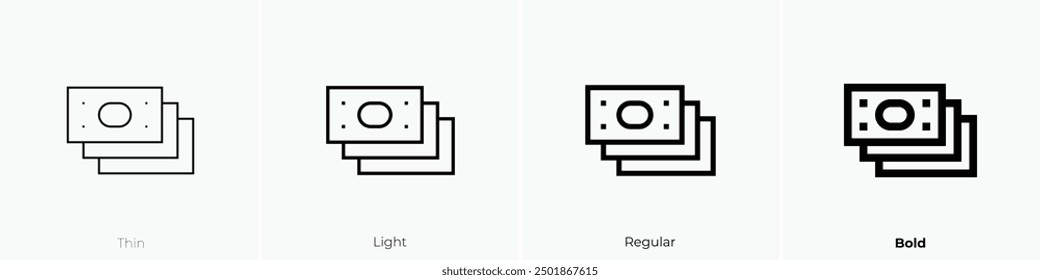 money icon. Thin, Light Regular And Bold style design isolated on white background