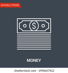 Money Icon. Thin Line Vector Illustration. Adjust stroke weight - Expand to any Size - Easy Change Colour - Editable Stroke