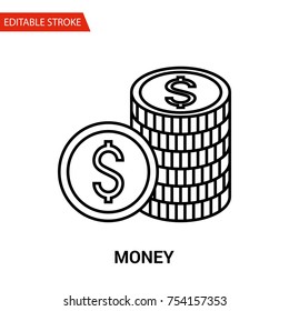 Money Icon. Thin Line Vector Illustration. Adjust stroke weight - Expand to any Size - Easy Change Colour - Editable Stroke - Pixel Perfect