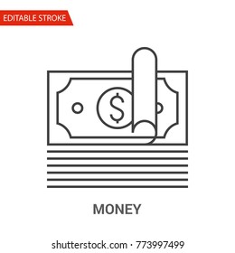 Money Icon. Thin Line Vector Illustration. Adjust stroke weight - Expand to any Size - Easy Change Colour - Editable Stroke - Pixel Perfect
