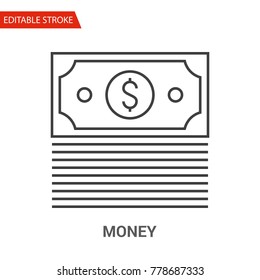Money Icon. Thin Line Vector Illustration. Adjust stroke weight - Expand to any Size - Easy Change Colour - Editable Stroke - Pixel Perfect