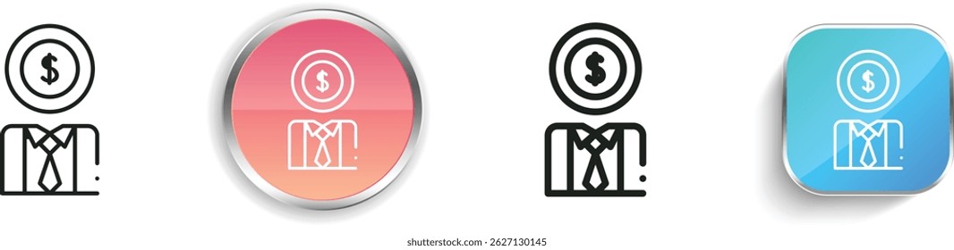 money icon. Thin Linear, Regular and Button Style Design Isolated On White Background