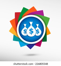 Money icon with three bags. Flat design style 