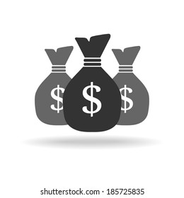 Money icon with three bags, vector. illustration