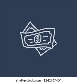 Money icon. Trendy flat vector line Money icon on dark blue background from Business and analytics collection. 