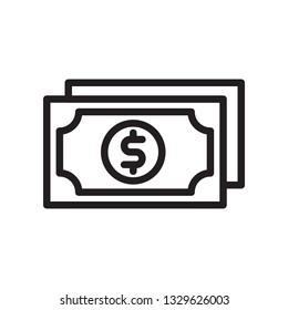 Money icon in trendy outline style design. Vector graphic illustration. Editable vector stroke. EPS 10.