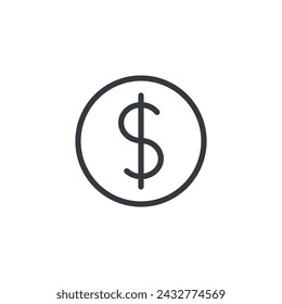 Money Icon, United States Dollar sign vector. Dollar sign icon