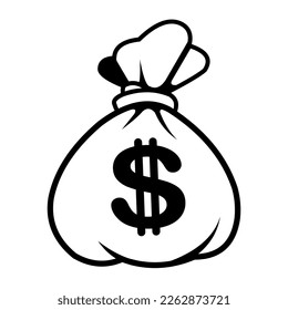 money icon vector, black white, white background.