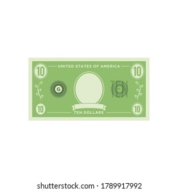 Money, Money Icon, Money Vector, Cash Vector, Cash is King, Dollar Bill, $10 Bill, American Money, USA Currency, Vector Icon Illustration Background
