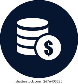 Money Icon Vector, Dollar Coin and Stack Symbol for Finance, Banking, Investment, Savings, Business