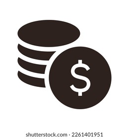 Vector de icono de dinero. Signo de dólar. Las monedas firman aisladas sobre fondo blanco.